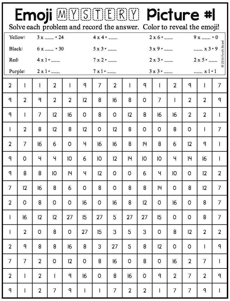 Education Com Free Mystery Multiplication Worksheets
