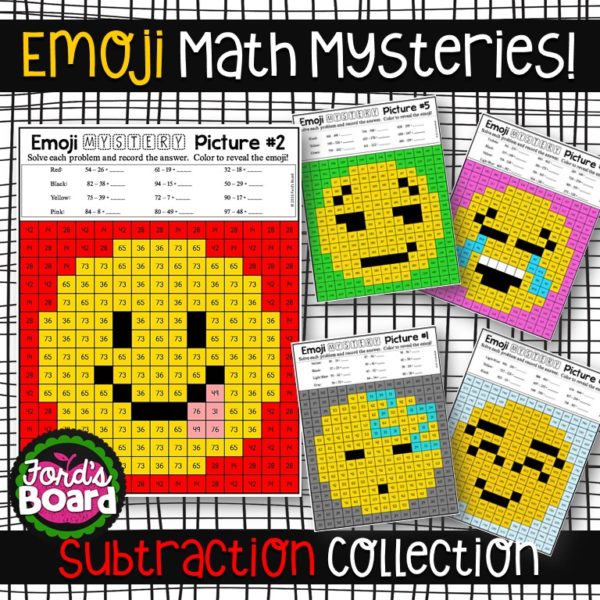 Emoji Mystery Pictures Subtraction